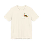 Feral Little Creature Sniffing Beagle Back Print Tee in Natural, front pocket