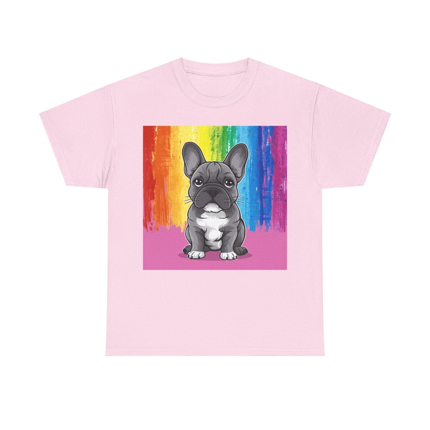 French Bulldog Rainbow Tee Light Pink T-Shirt