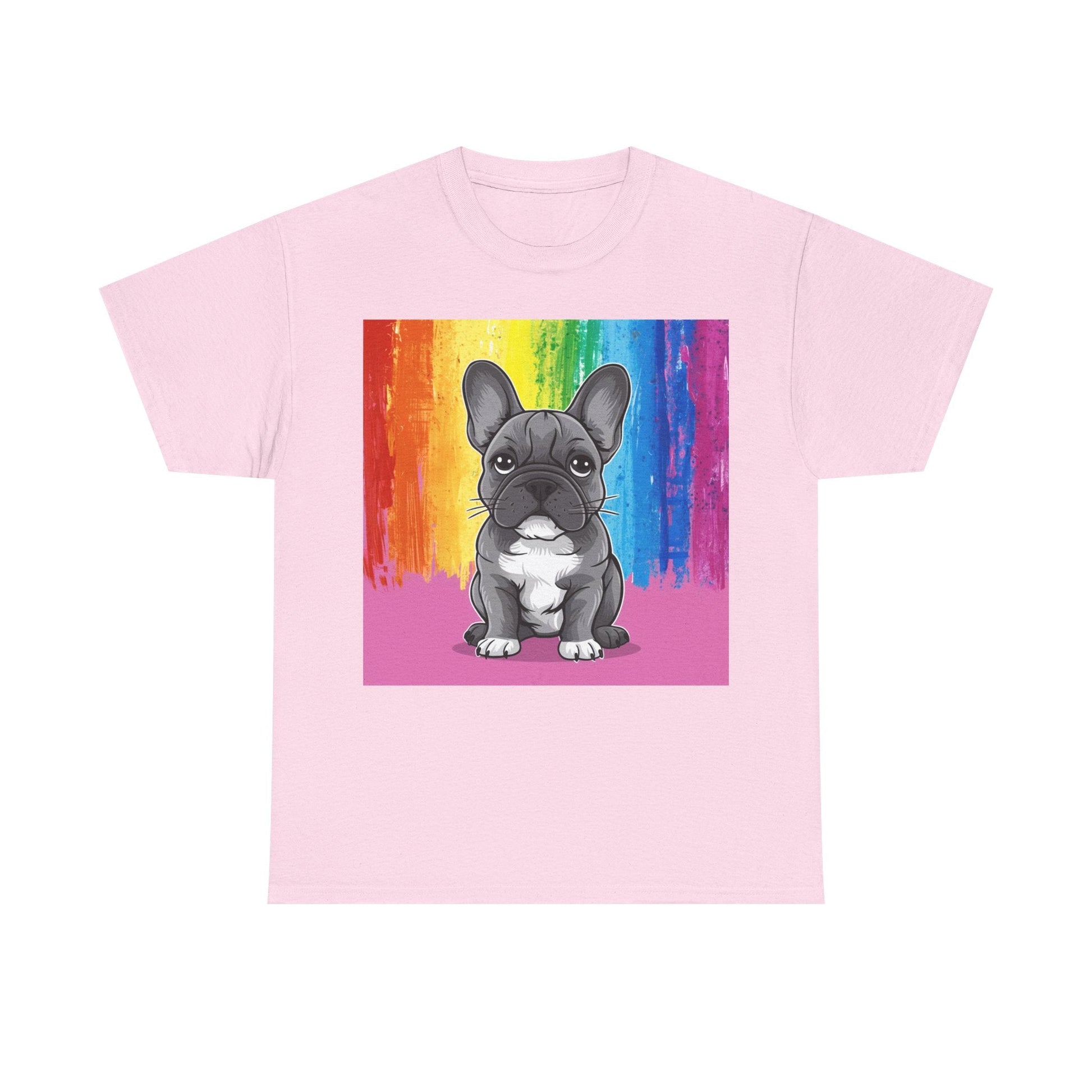 French Bulldog Rainbow Tee Light Pink T-Shirt