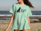 Mint t-shirt with black Labrador silhouette and text "Sorry I Can't. My Labrador Said No."