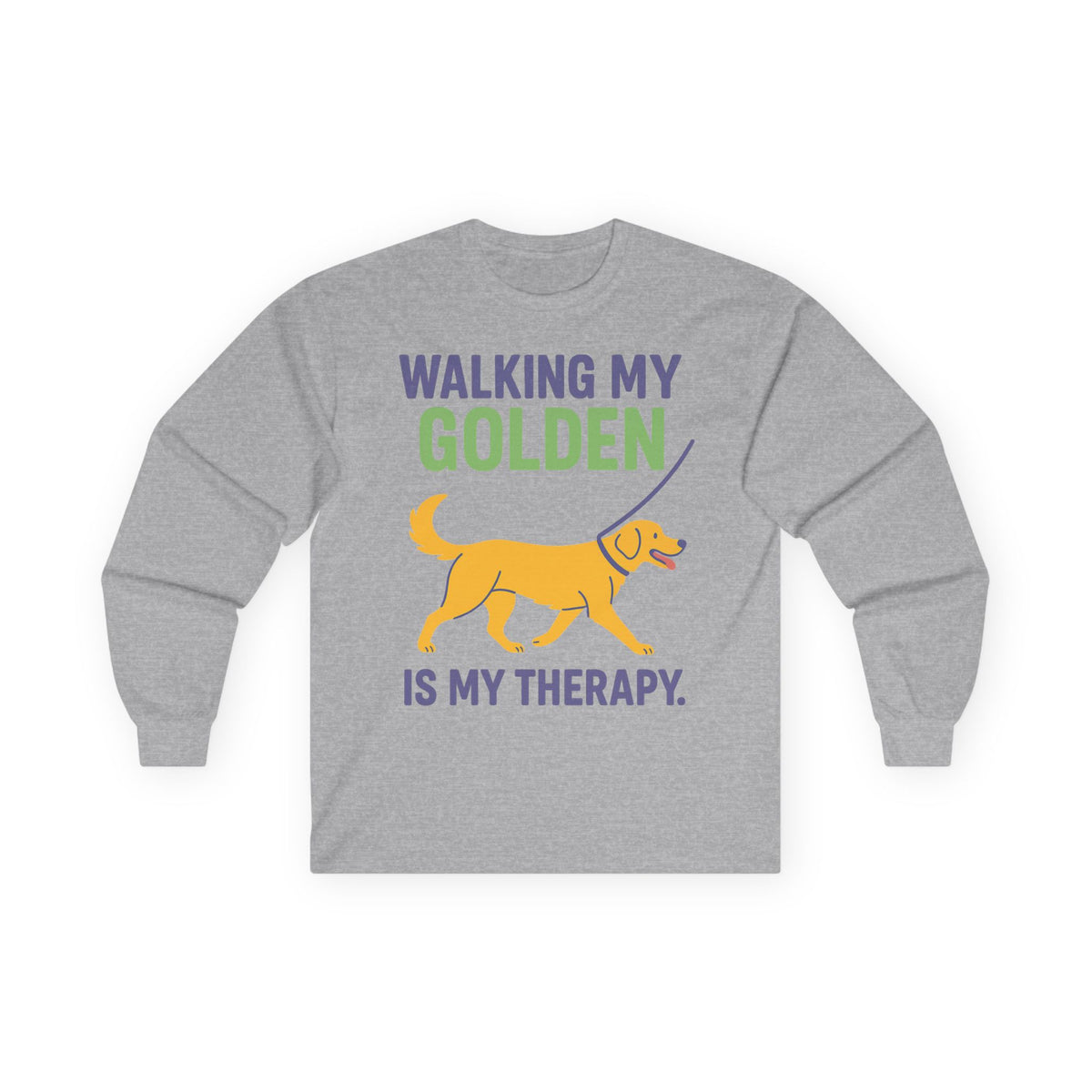 Walking My Golden Long Sleeve Tee in Sport Grey