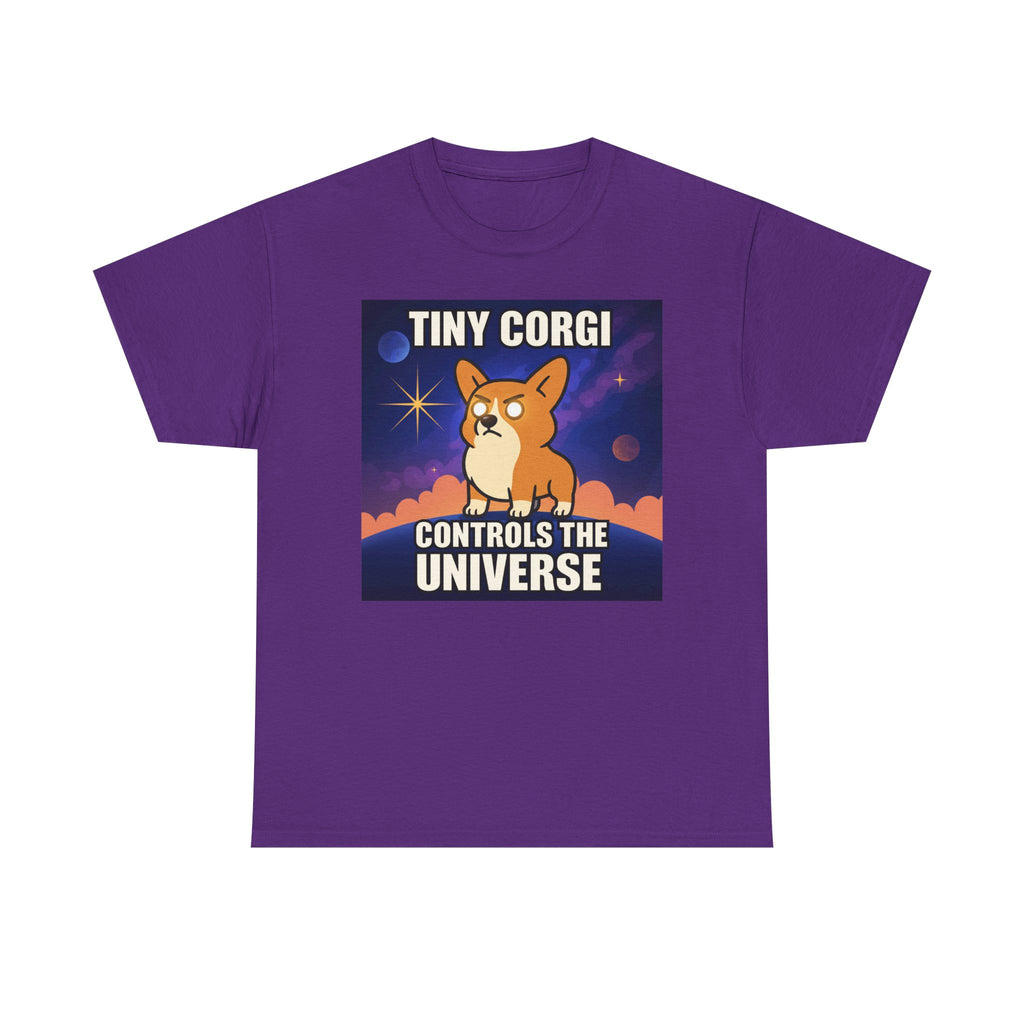 Tiny Corgi Controls the Universe Graphic Design T-Shirt