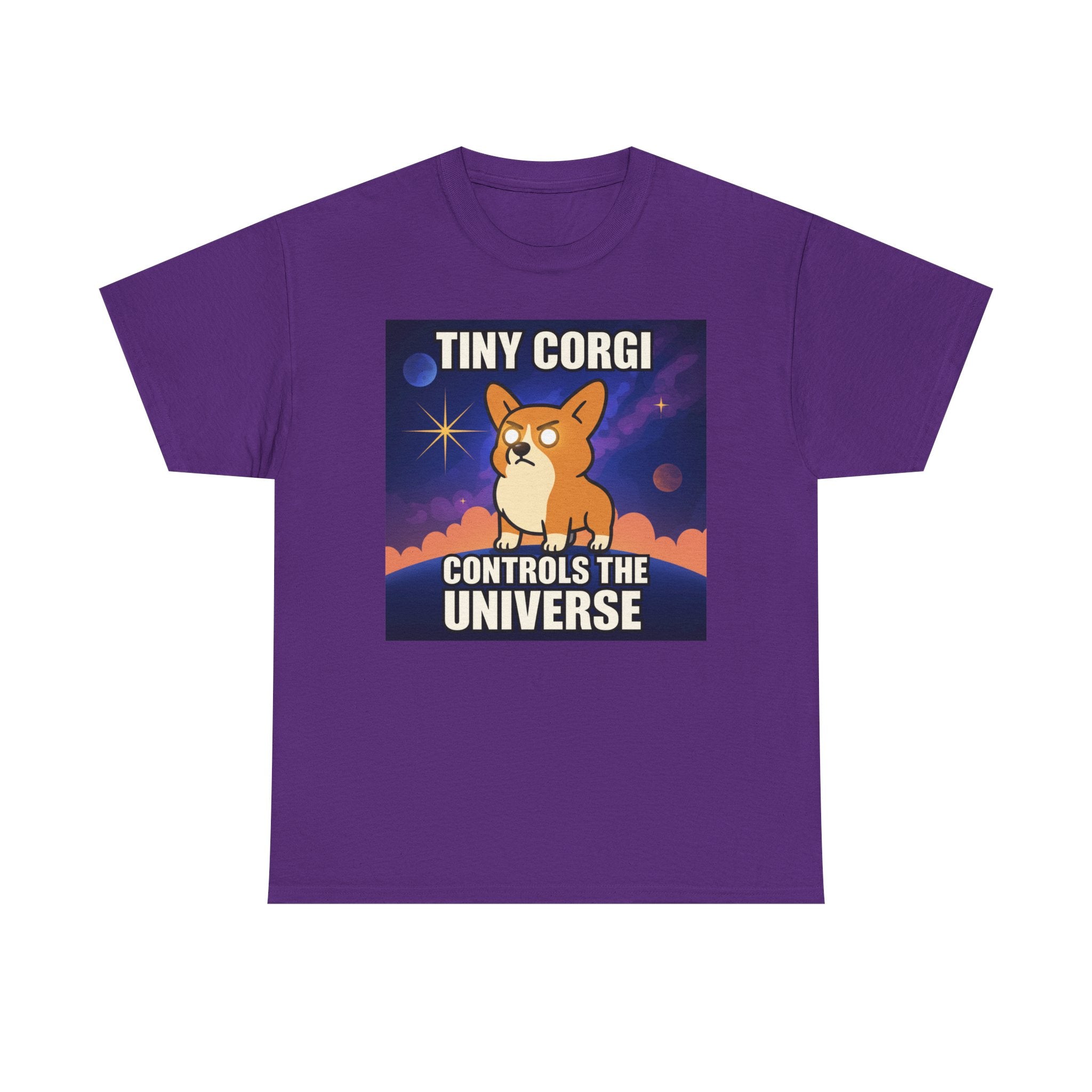 Tiny Corgi Controls the Universe Graphic Design T-Shirt