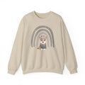 Cute Corgi with Rainbow Stars Sweatshirt in Sand