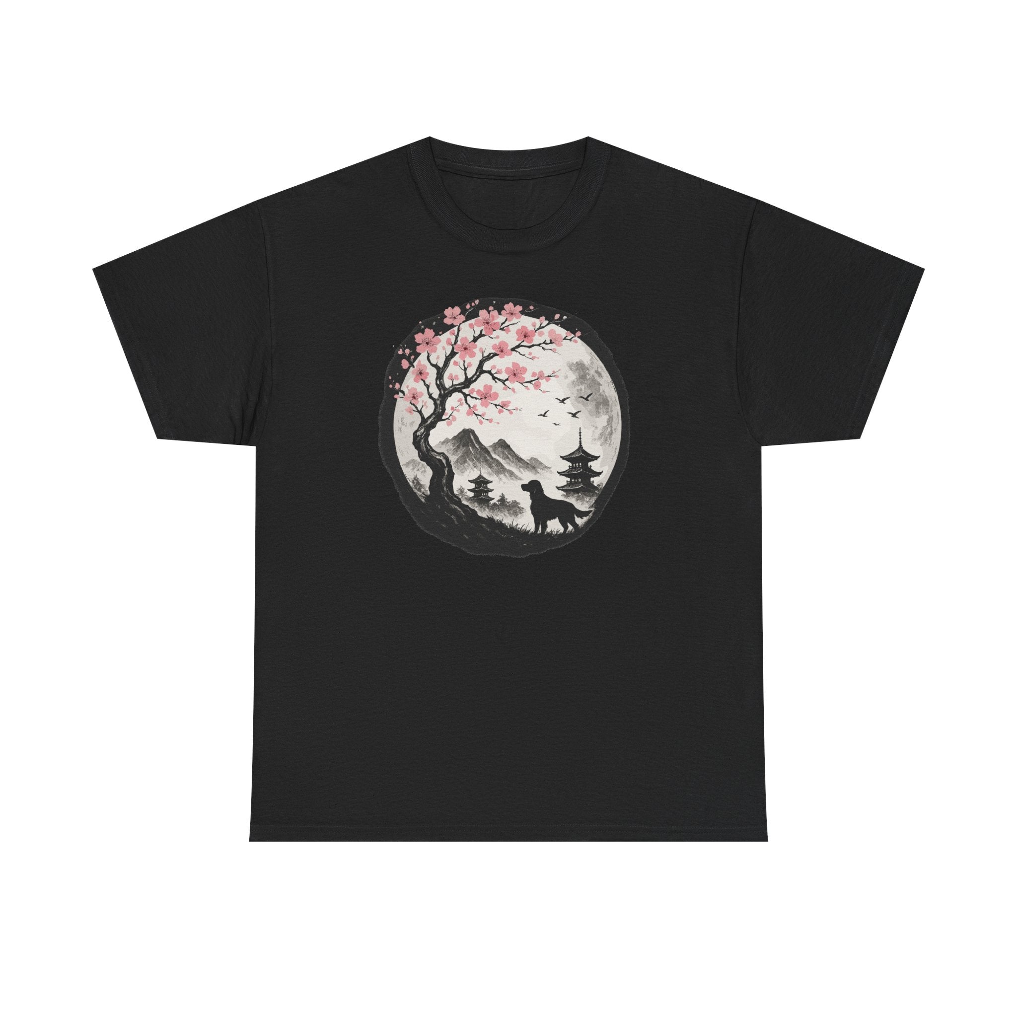 Gordon Setter Under Sakura Trees Landscape T-Shirt