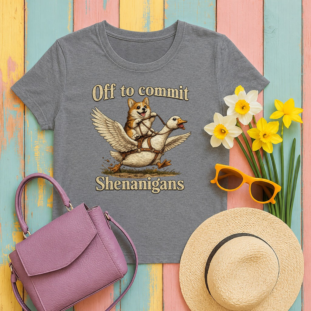 Corgi & Goose Shenanigans Graphic T-Shirt in Graphite Heather