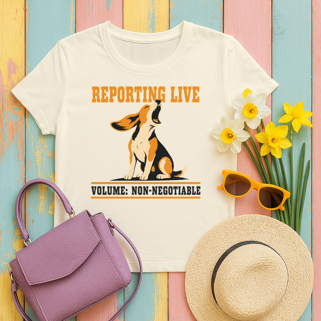 Reporting Live Howling Beagle T-Shirt in Natural