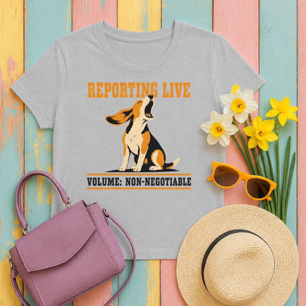 Reporting Live Howling Beagle T-Shirt in Sport Grey
