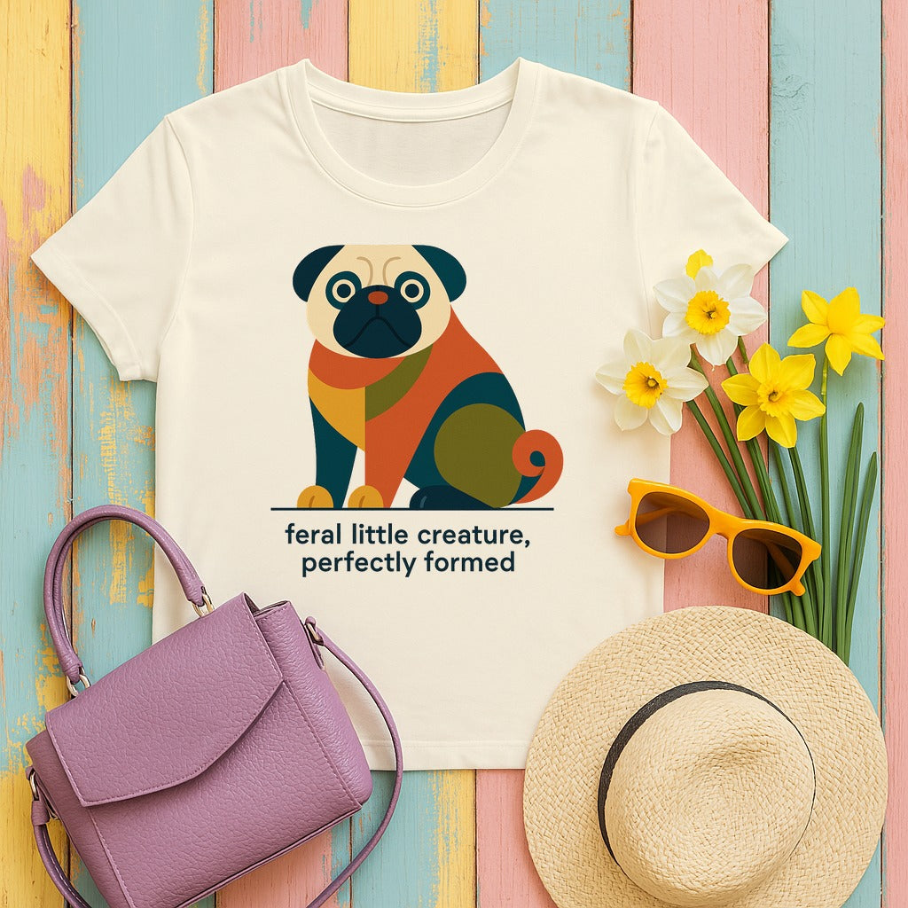 The Feral Creature Pug T-Shirt in Natural