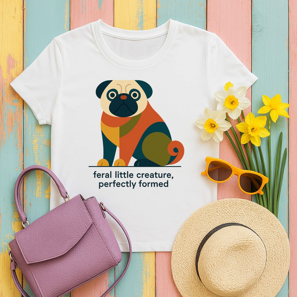 The Feral Creature Pug T-Shirt in White