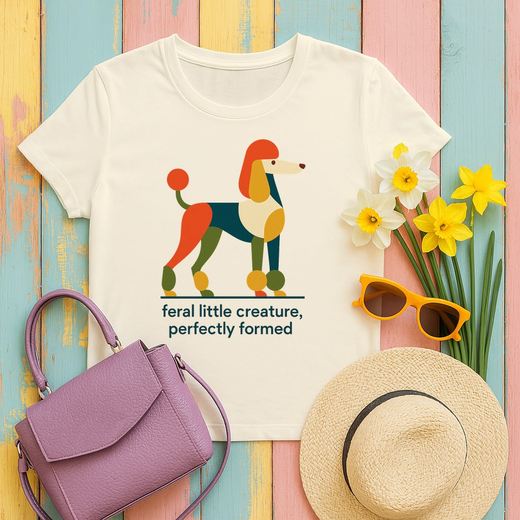 Feral Little Creature Poodle Art T-Shirt in Natural