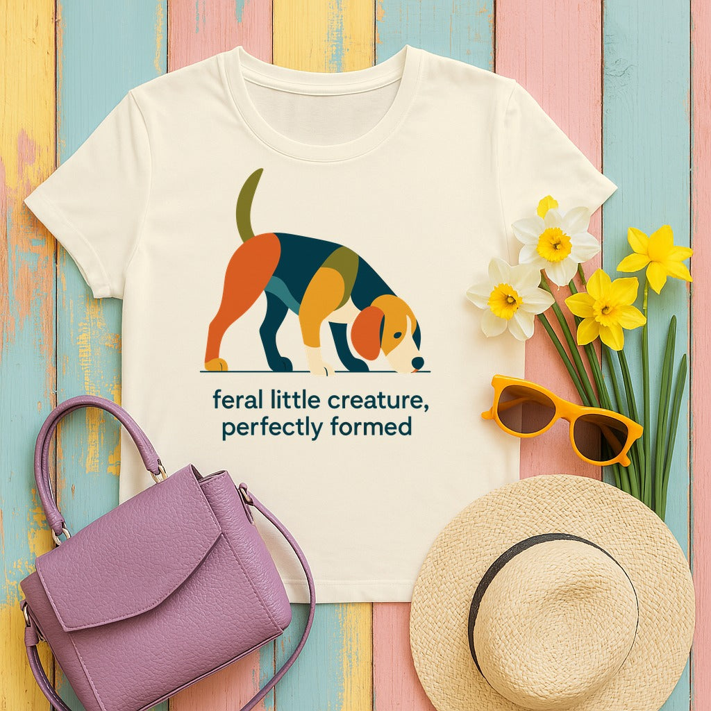 Feral Little Creature Sniffing Beagle T-Shirt in Natural