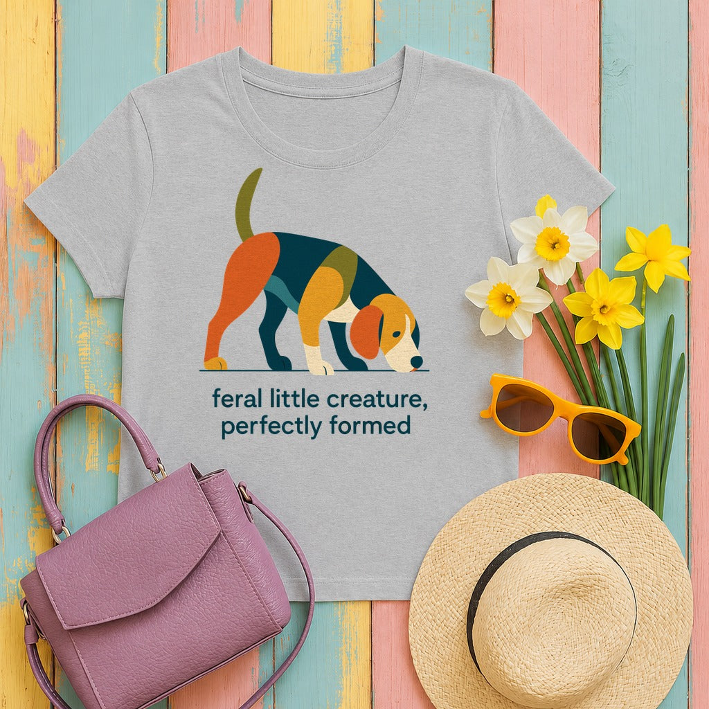 Feral Little Creature Sniffing Beagle T-Shirt in Sport Grey