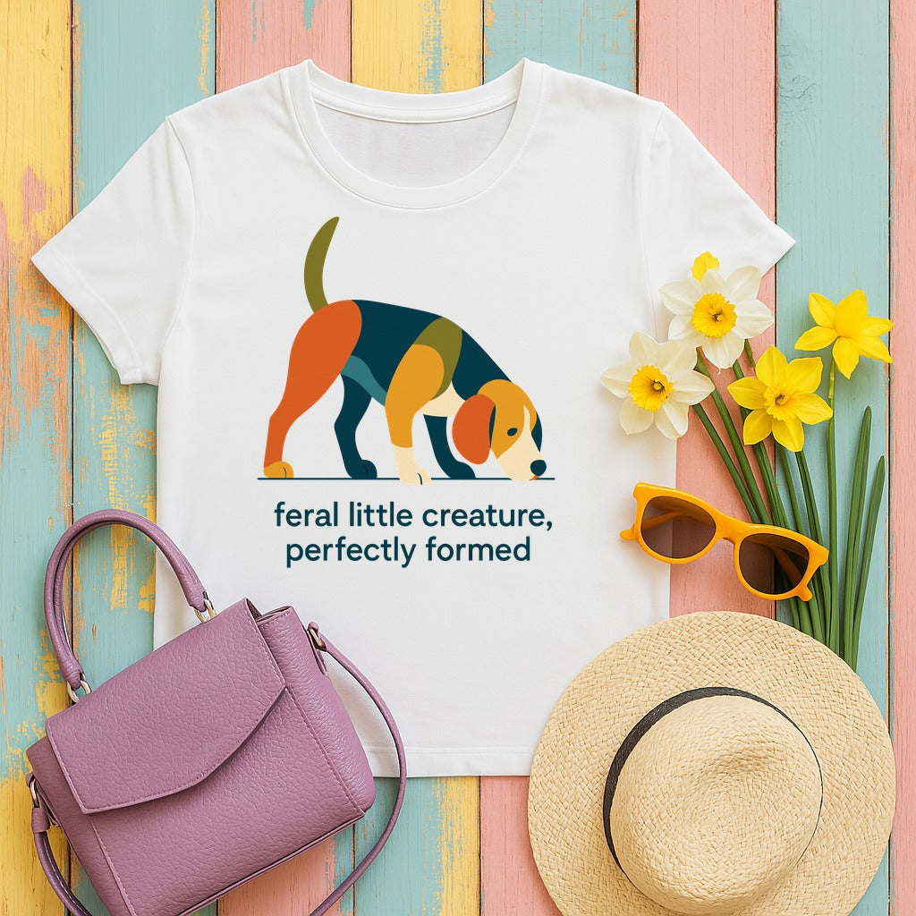 Feral Little Creature Sniffing Beagle T-Shirt in White