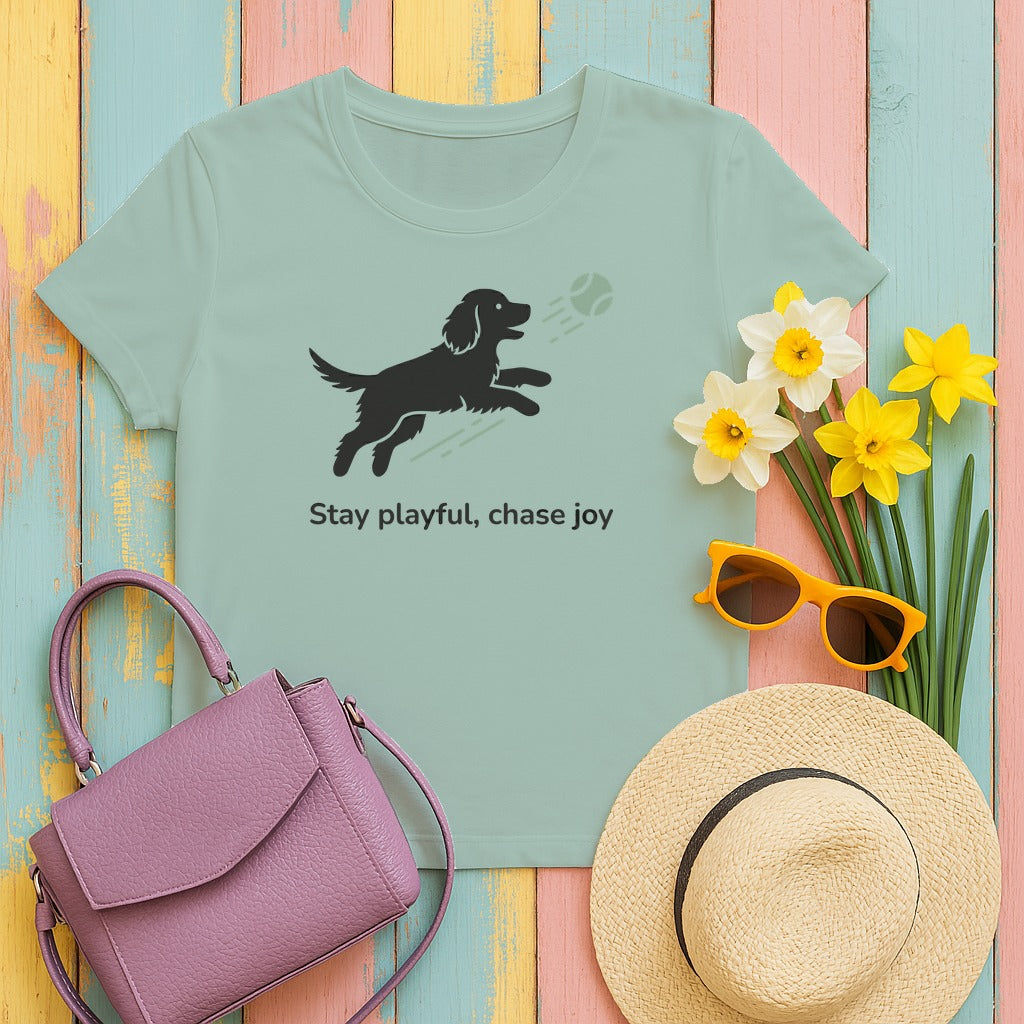 Stay Playful Gordon Setter T-Shirt in Dusty Blue