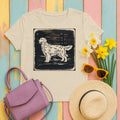 Golden Retriever Woodcut Style T-Shirts in Sand