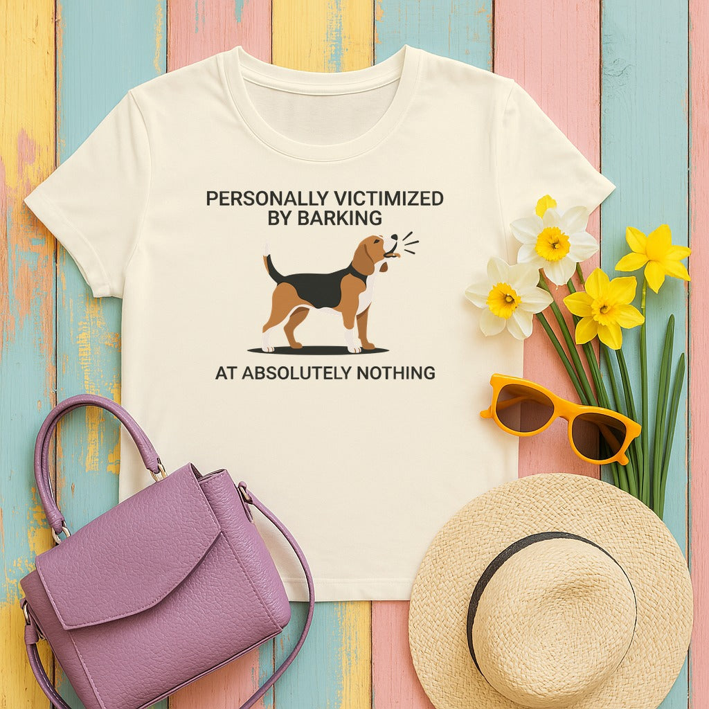 Beagle Barking at Nothing T-Shirt in Natural