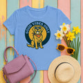 Good Vibes Only Golden Retriever With Glasses T-Shirt in Carolina Blue