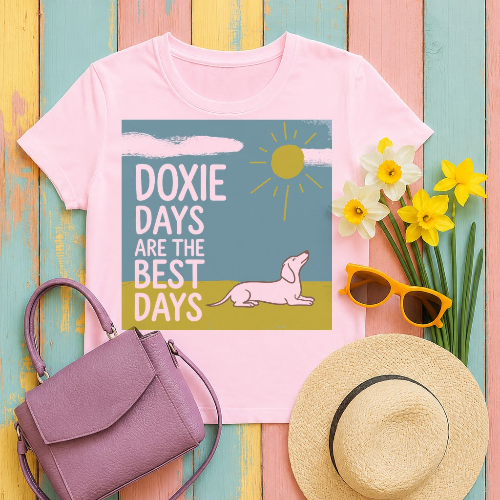 Sunny Doxie Days T-Shirt in Light Pink