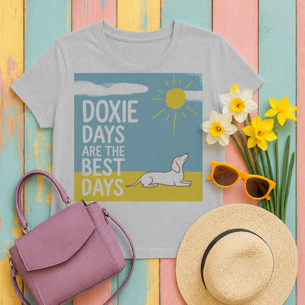 Sunny Doxie Days T-Shirt in Sport Grey