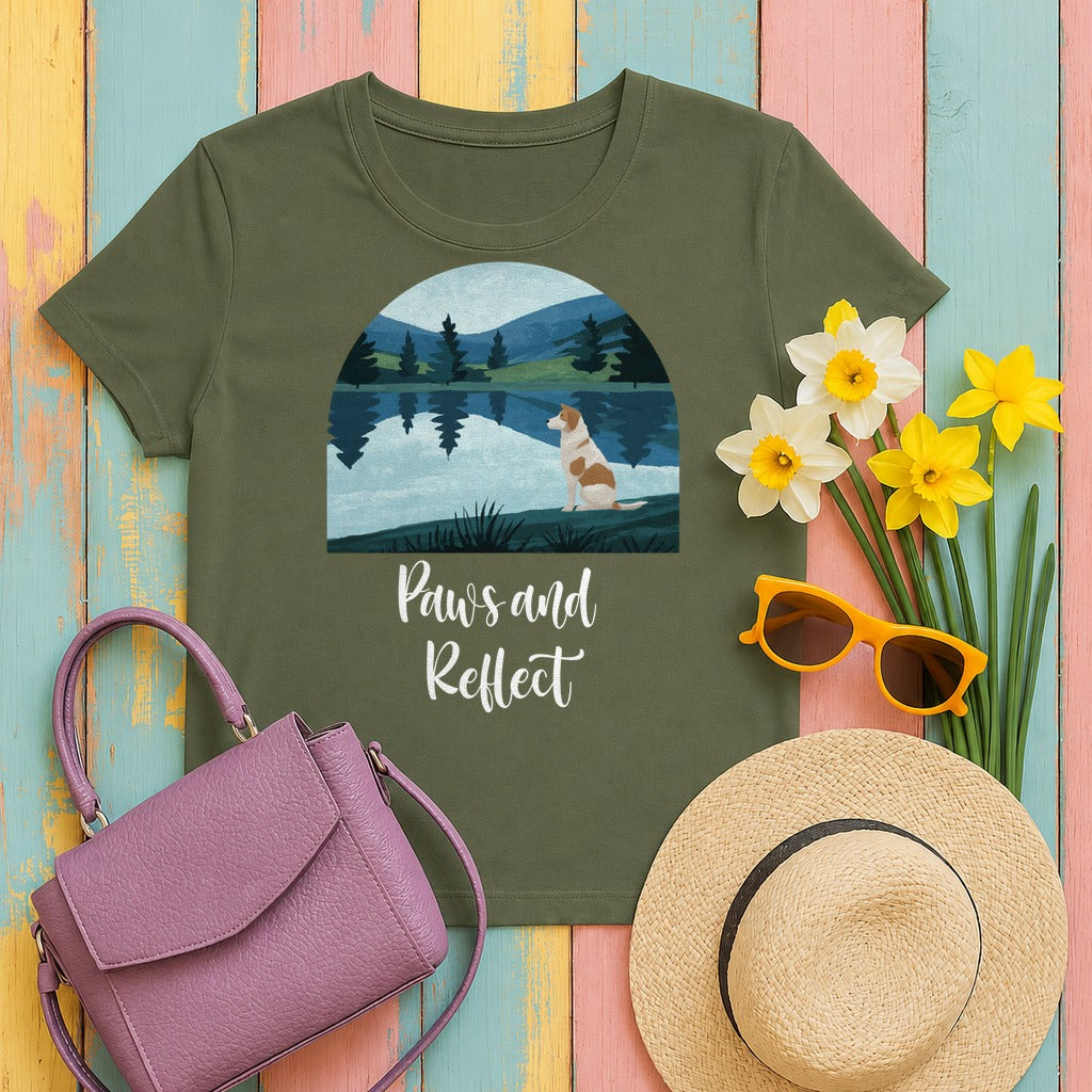 Paws and Reflect Beagle T-Shirts in Military Green