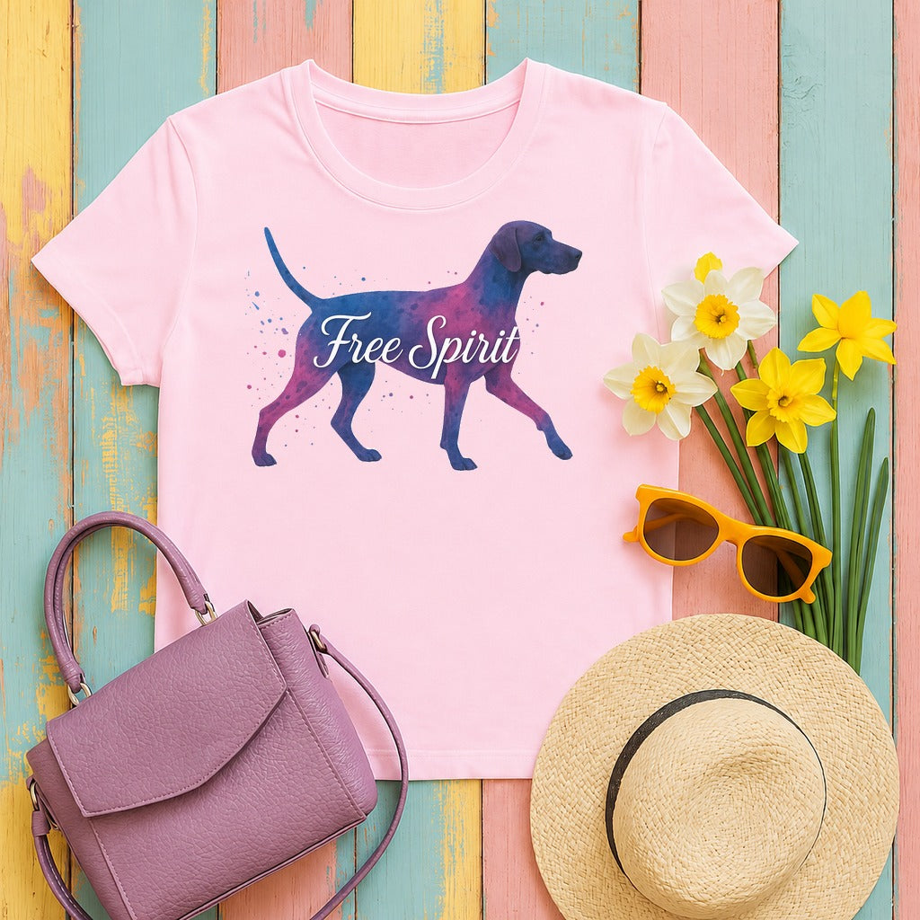 German Shorthaired Pointer Free Spirit T-Shirts in Light Pink