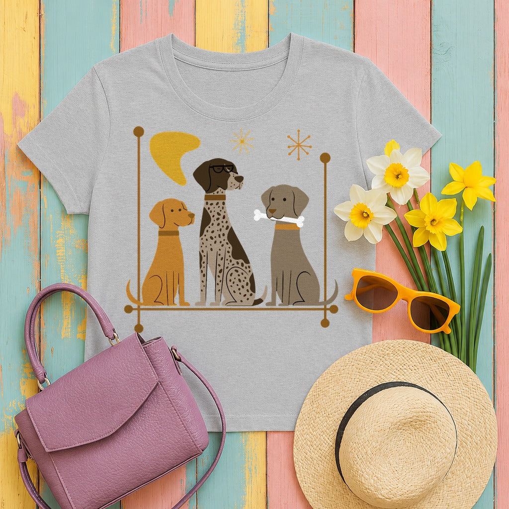 German Shorthaired Pointer, Vizsla and Weimaraner — Atomic Era Pointer Crew T-Shirt in Sport Grey