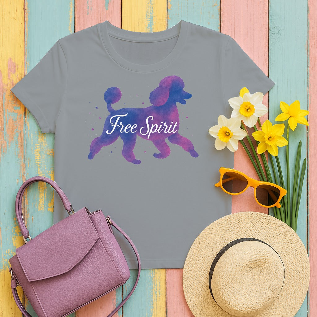 Free Spirit Poodle Animal T-Shirts in Gravel
