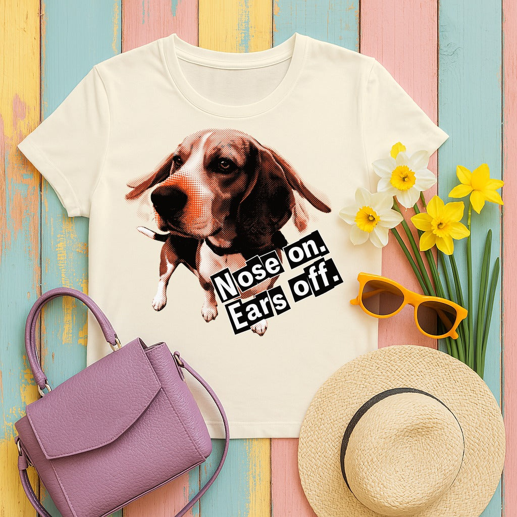 Beagle Nose on Ears off T-Shirt in Natural