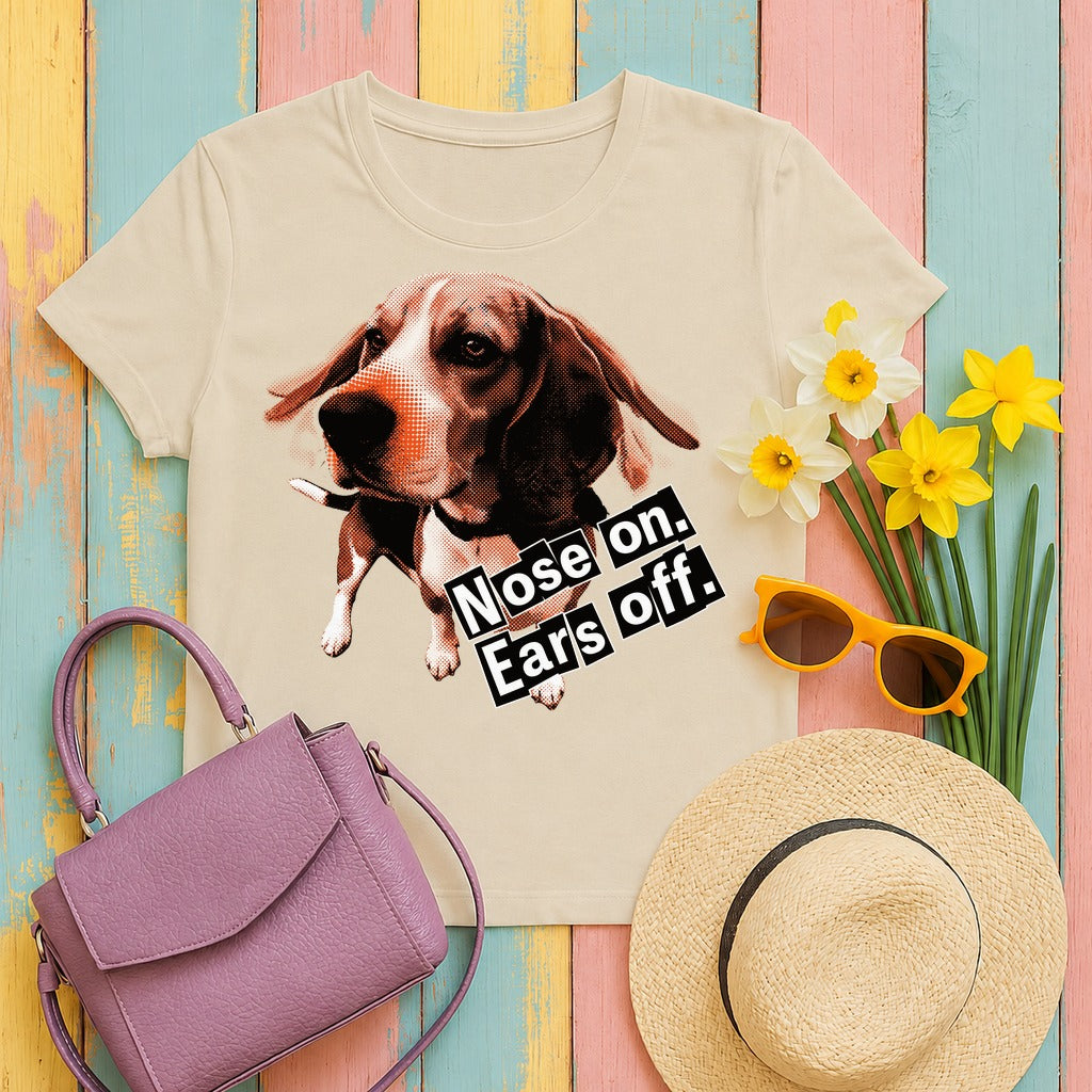 Beagle Nose on Ears off T-Shirt in Sand