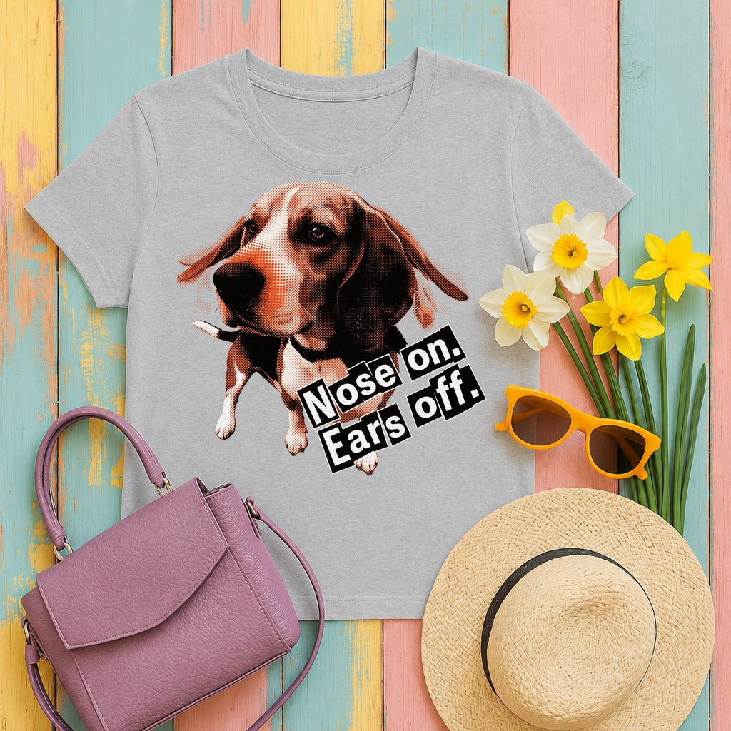 Beagle Nose on Ears off T-Shirt in Sport Grey
