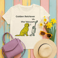 Golden Retriever vs. The Vacuum T-Shirt in Natural