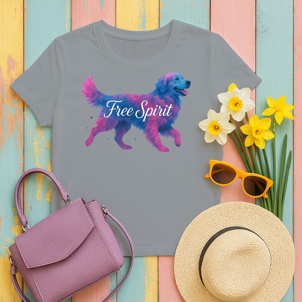 Golden Retriever Free Spirit T-Shirts in Gravel