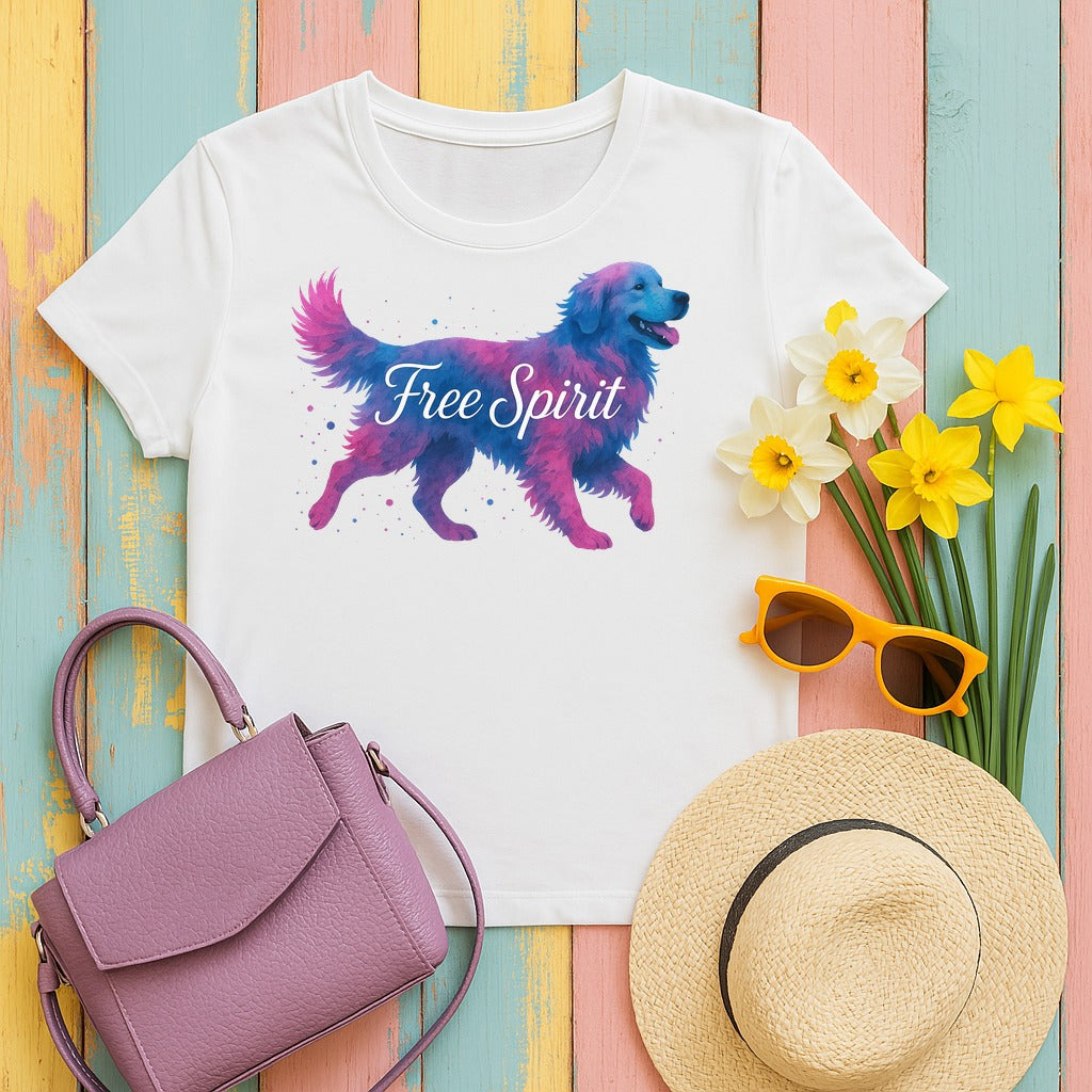 Golden Retriever Free Spirit T-Shirts in White