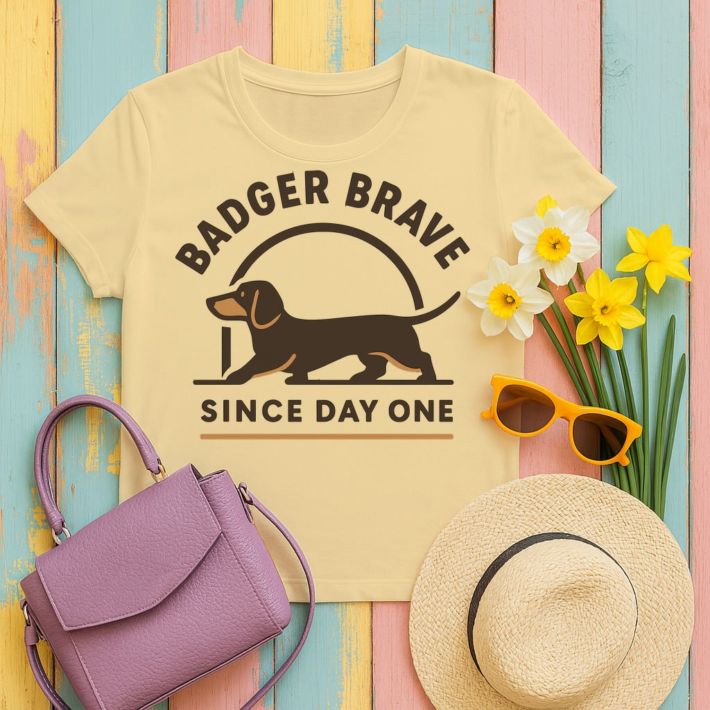 Badger Brave Dachshund T-Shirt in Yellow Haze