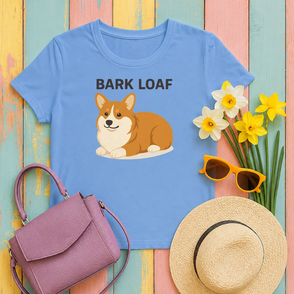 Bark Loaf Corgi T-Shirt in Carolina Blue