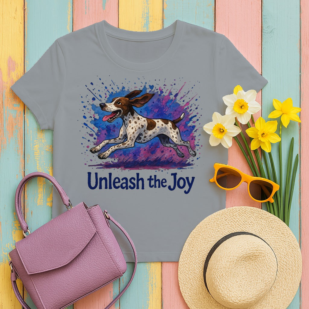Unleash the Joy German Shorthaired Pointer T-Shirt in Gravel