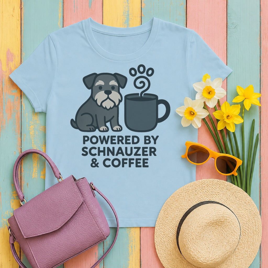 Powered By Schnauzer & Coffee T-shirt in Light Blue