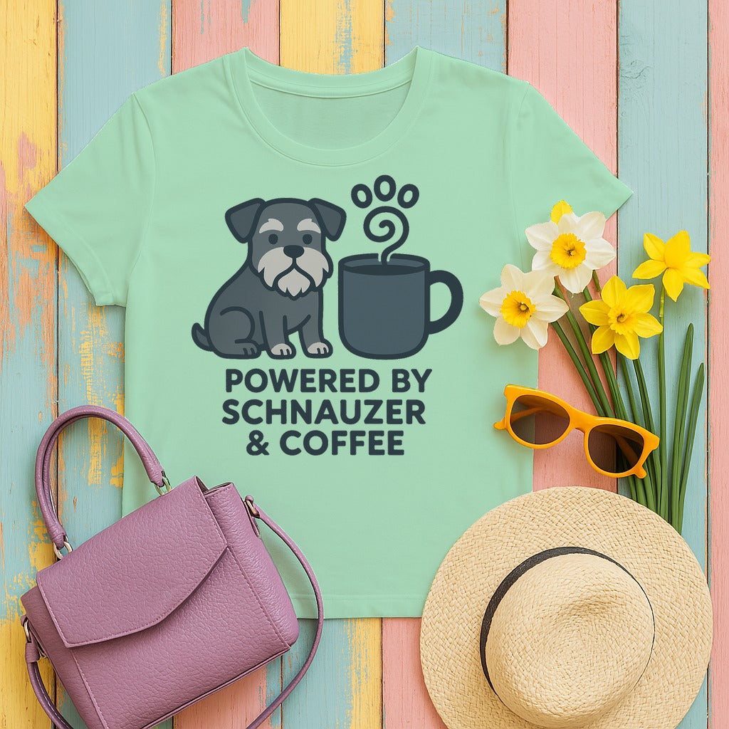 Powered By Schnauzer & Coffee T-shirt in Mint Green