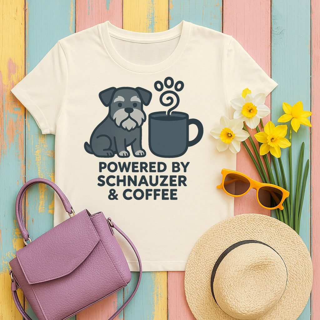 Powered By Schnauzer & Coffee T-shirt in Natural