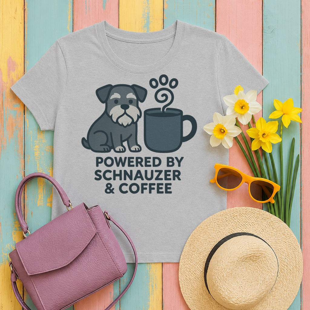 Powered By Schnauzer & Coffee T-shirt in Sport Grey