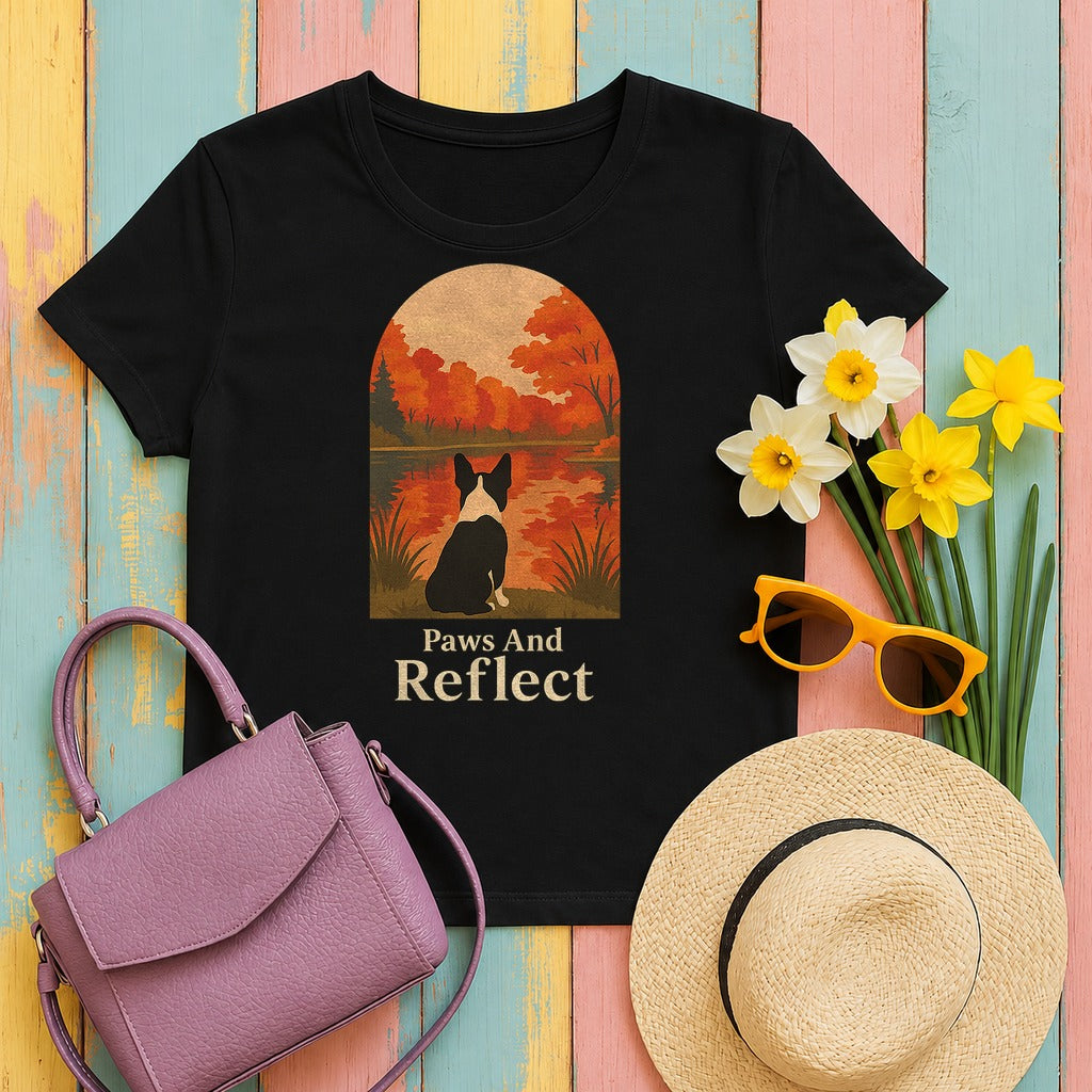 Paws & Reflect Boston Terrier T-Shirt in Black