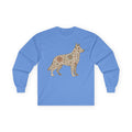 Floral German Shepherd Silhouette Unique Graphic Design Long Sleeve Tee in Carolina Blue