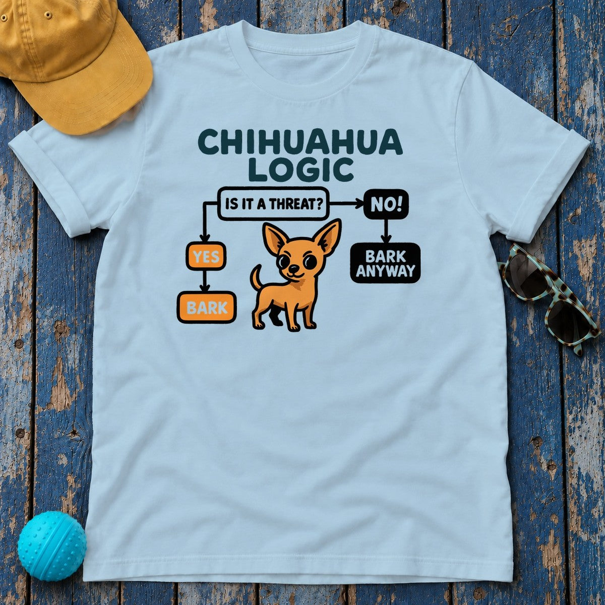 The Chihuahua Logic Premium T-Shirt in Light Blue