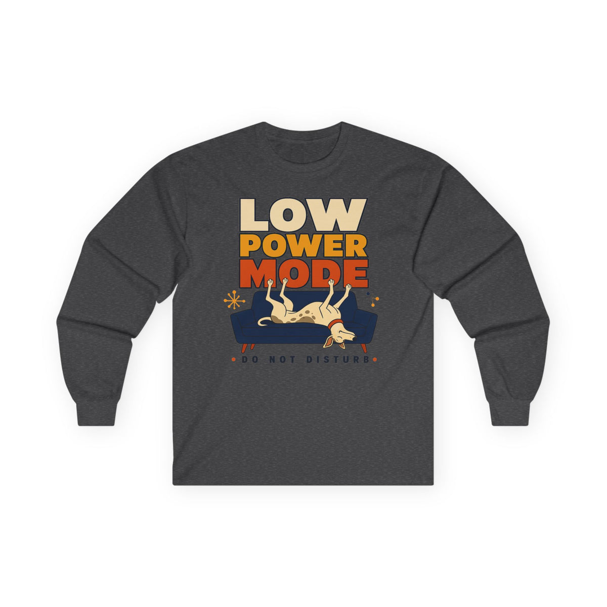 Low Power Mode Greyhound Long Sleeve Tee in Dark Heather