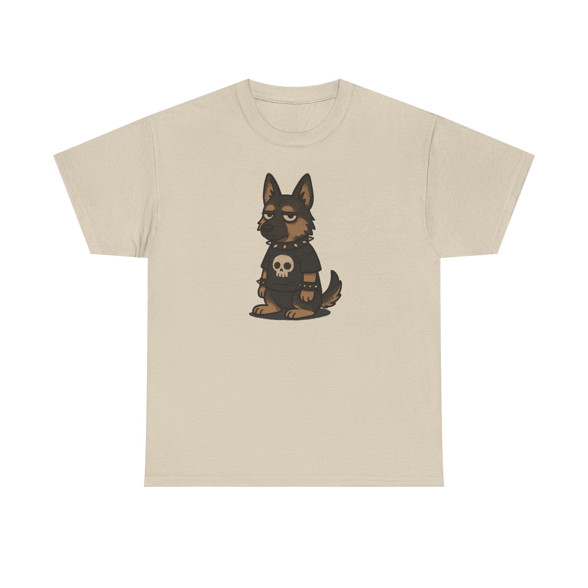 Punk Rock German Shepherd with Skull T-Shirt Design T-Shirt