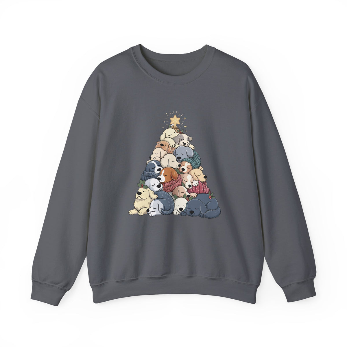 Sleeping Dogs Stacked Christmas Tree Funny Holiday Sweatshirt