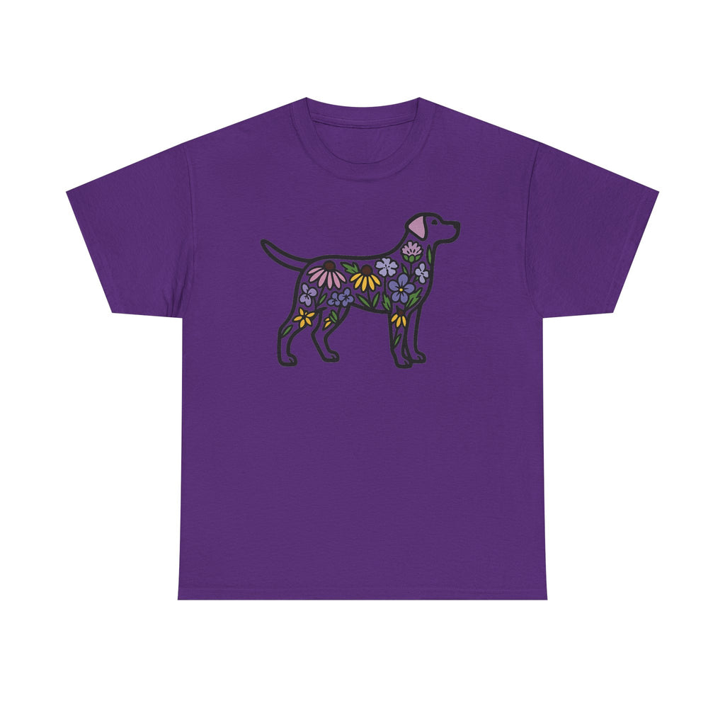 Dog Silhouette Filled with Flowers Graphic Art T-Shirt