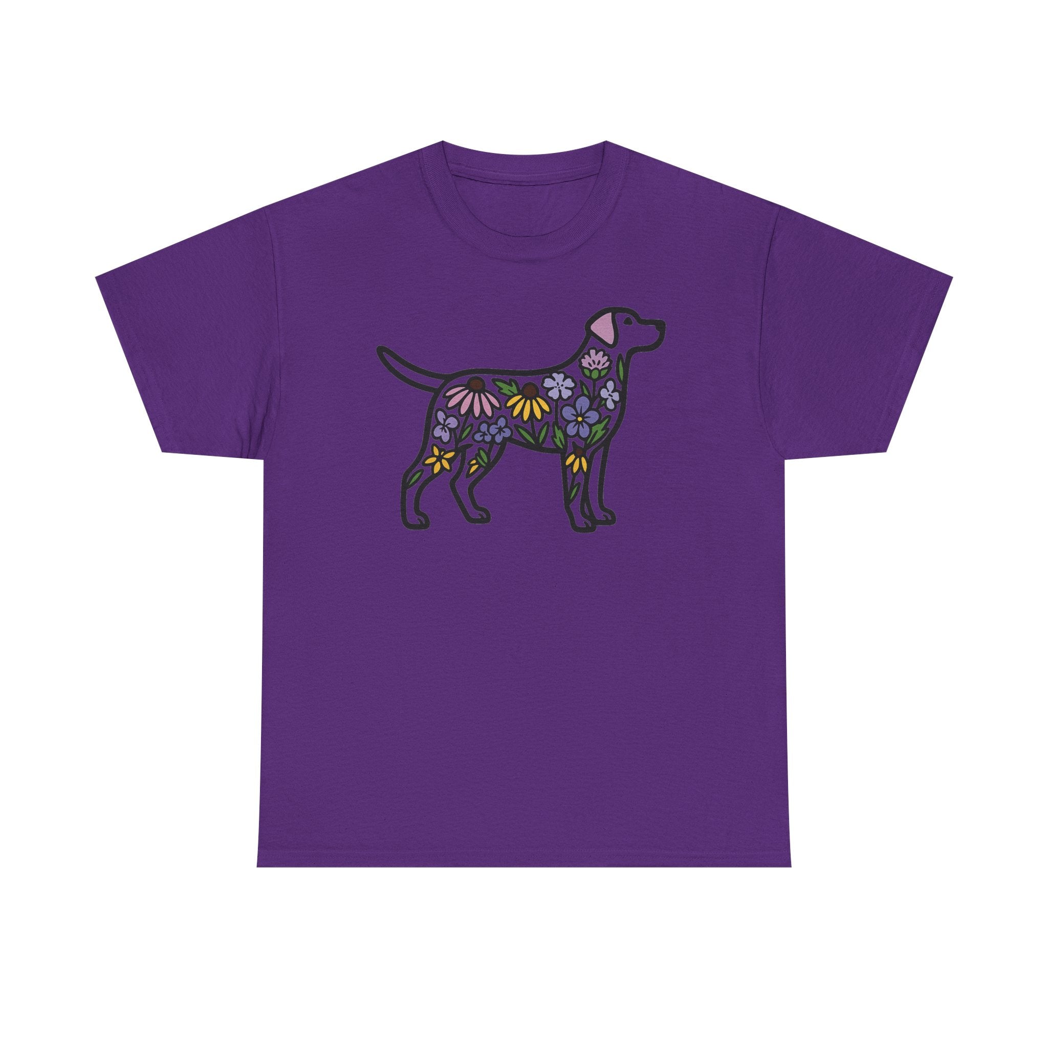Dog Silhouette Filled with Flowers Graphic Art T-Shirt