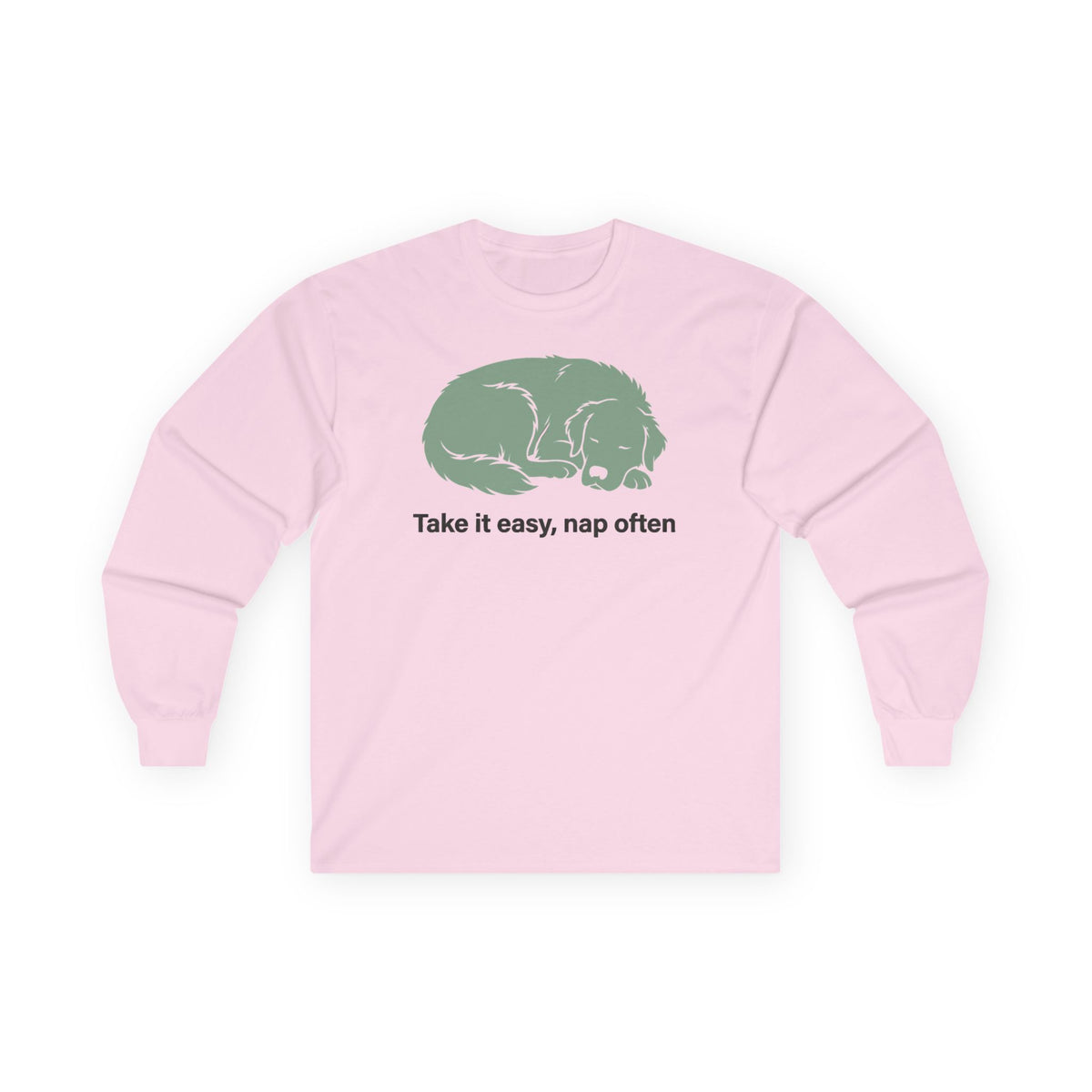 Take it Easy Golden Retriever Long Sleeve Tee in Light Pink